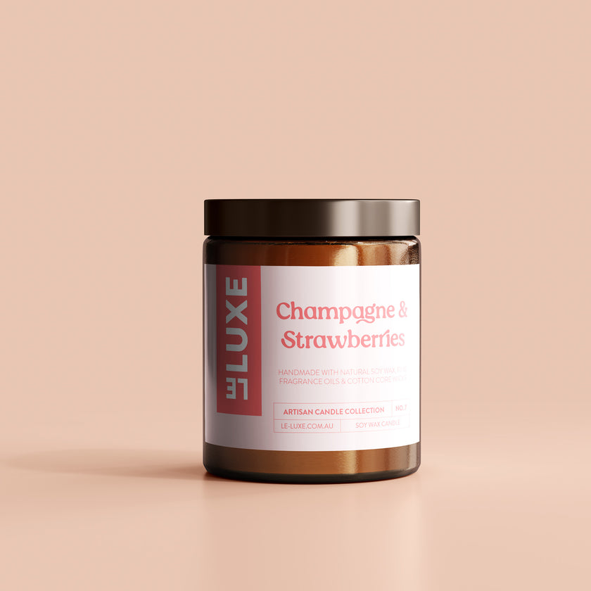 Le Luxe Soy Wax Candle - Champagne & Strawberries